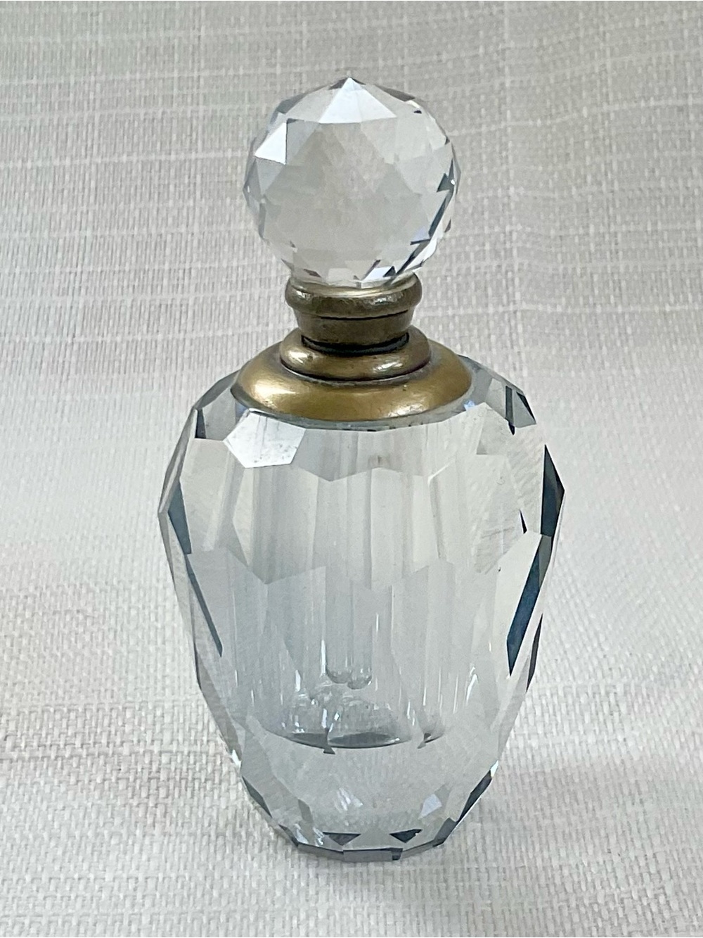 VINTAGE Designer-signed Blue Shimmer Faceted Cut Crystal Perfume Bottle